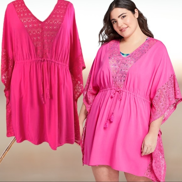 Cacique Other - Cacique Deep Pink Lace Swim Cover Up / Dress 18/20